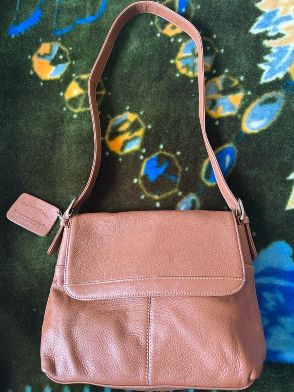Charter Club Pebbled Leather Flap Crossbody in Tan - Picture 7 of 15